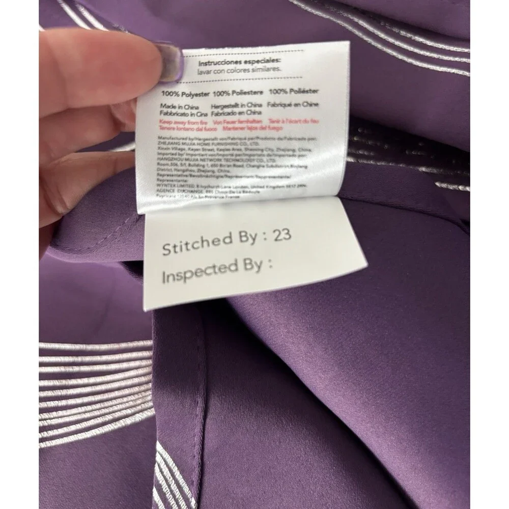 Deconovo Purple Grape Silver Wave Blackout Curtains 52x90 Back Tab Pair New